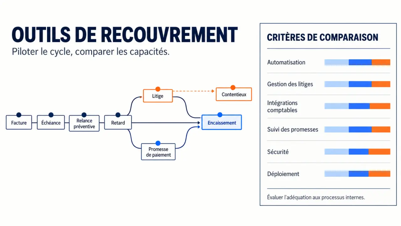 Outils de recouvrement : cycle des relances, des litiges et des encaissements