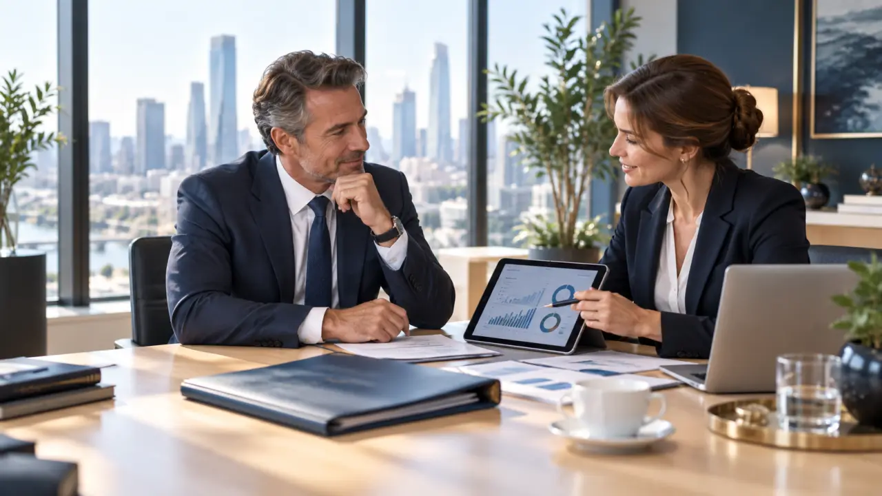 Dirigeants analysant des documents financiers avant une cession d’entreprise