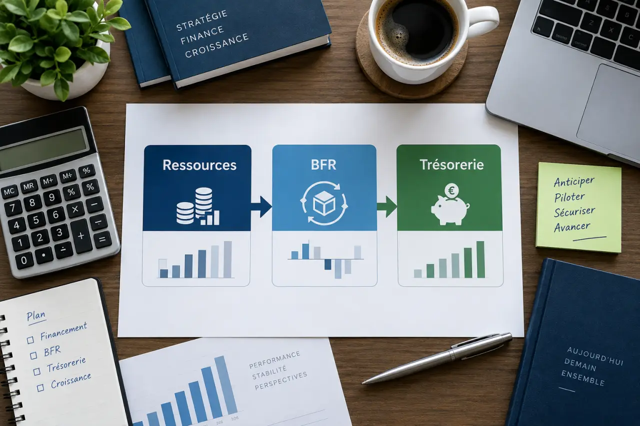 Le tableau de financement relie les ressources, le BFR et la trésorerie
