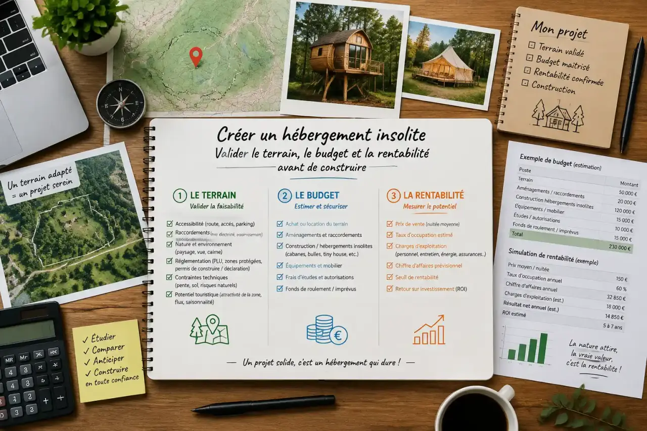Créer un hébergement insolite : comment valider le terrain, le budget et la rentabilité avant de construire